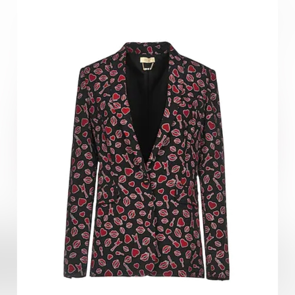 Liu Jo Jackets & Coats Red/Black Print Blazer - Made In Italy Size S -